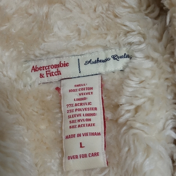 Abercrombie &Fitch Women's Vintage Sherpa Collar Coat Cotton Velvet Tan  Large - Picture 5 of 7